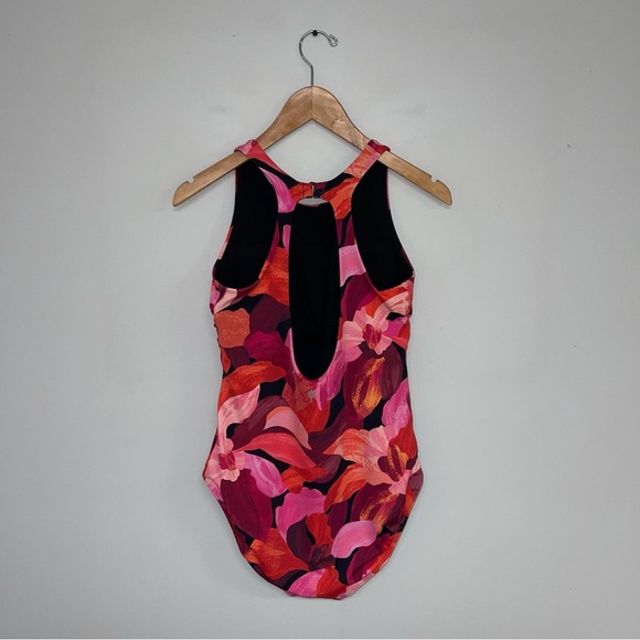 Athleta One-Piece Swimsuit Women's Size Medium Pink Floral Maldives High Neck‎ - Picture 7 of 11